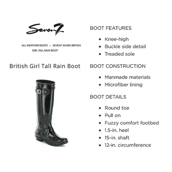 Seven7 British girl tall black rain boots.NWT - Picture 3 of 3